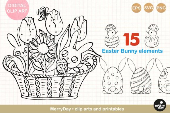 15 Decorative Easter Bunny Line Art for Creative Projects