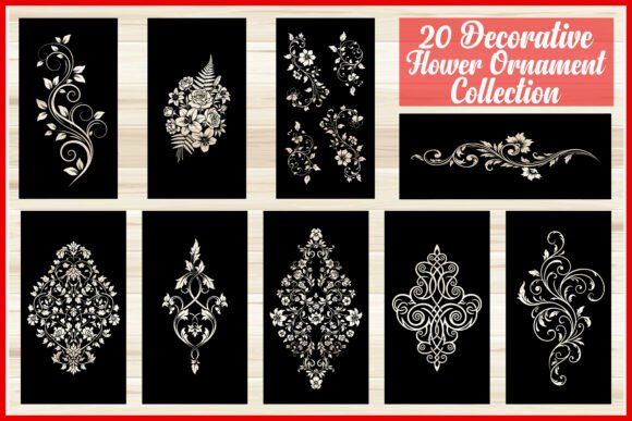 20 Decorative Floral Ornament Bundle: Your Toolkit for Elegant Design