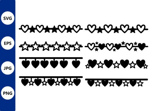 Charming Decorative Heart and Star Borders Vector Designs