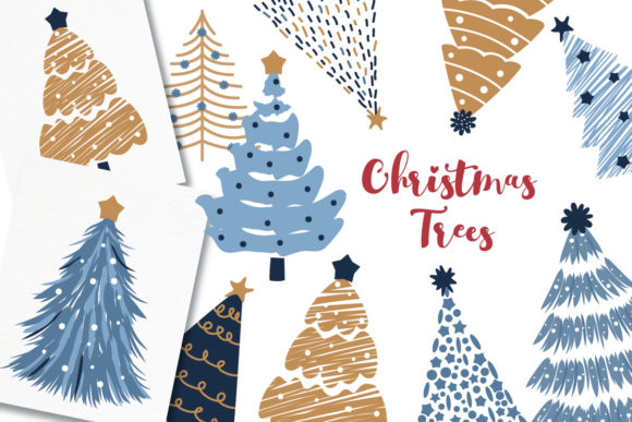 Decorative Christmas Trees Clipart Set: Creative Uses