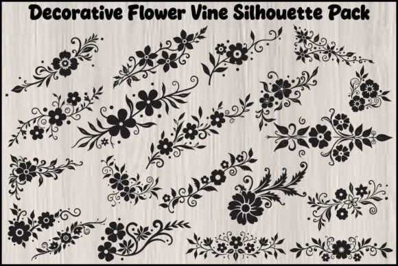 Decorative Flower Vine Silhouette Pack: 20 Elegant Designs