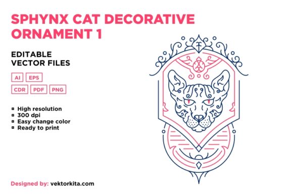 Sphynx Cat Decorative Ornament 1: Wildly Unique Design Assets
